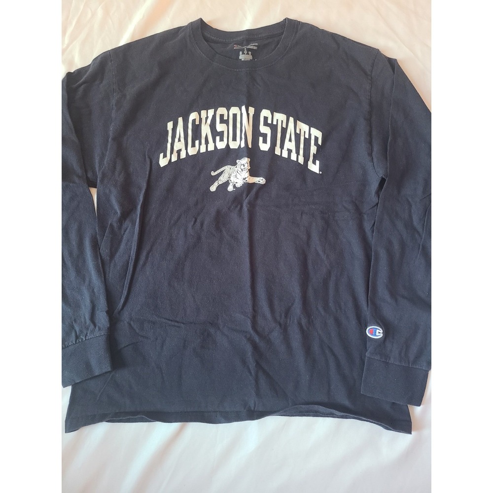 Champion Jackson State Tigers Long Sleeve T Shirt Adult L Navy Blue Graphic Tee